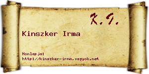 Kinszker Irma névjegykártya
